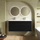 Hudson Reed Fusion 1200mm Wall Hung 4 Drawer Vanity Unit With Twin Polymarble Basin