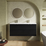 Hudson Reed Fusion 1200mm Charcoal Black Wall Hung 2 Door Vanity Unit & Twin Ceramic Basin