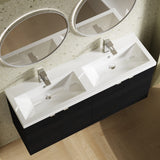 Hudson Reed Fusion 1200mm Charcoal Black Wall Hung 2 Door Vanity Unit & Twin Ceramic Basin