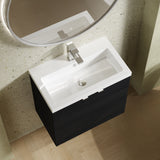 Hudson Reed Fusion 600mm Charcoal Black Wall Hung 2 Door Vanity Unit With Basin & Soft Close Doors