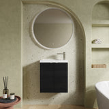 Hudson Reed Fusion 500mm Charcoal Black Wall Hung 2 Door Vanity Unit & Polymarble Basin