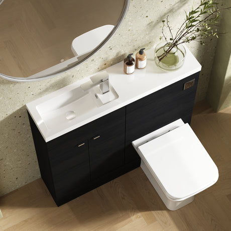 Hudson Reed Fusion 1000mm Charcoal Black Floor Standing 2 Door Vanity & Toilet Combination With Basin