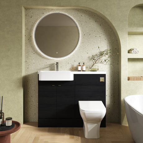 Hudson Reed Fusion 1100mm Floor Standing Vanity Unit & Toilet Combination with Semi Recessed Basin & Soft Close Doors