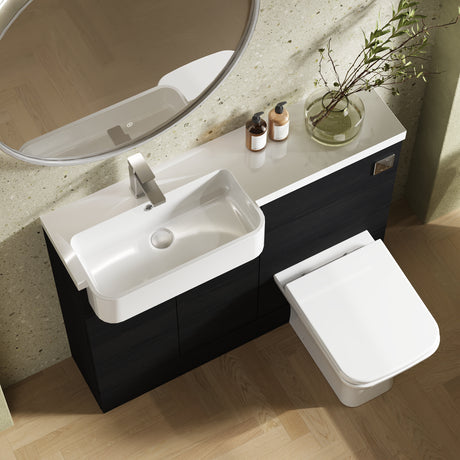 Hudson Reed Fusion 1100mm Floor Standing Vanity Unit & Toilet Combination with Semi Recessed Basin & Soft Close Doors
