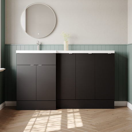 Hudson Reed Fusion 1500mm Gloss Grey Floor Standing 5 Door Vanity Basin Left Hand Combination