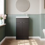 Hudson Reed Fusion 500mm Compact Gloss Grey Floor Standing 2 Door Vanity Unit & Basin Rigid Built
