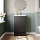 Hudson Reed Fusion 500mm Gloss Grey Floor Standing 2 Door Vanity Unit & Ceramic Basin