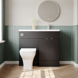 Hudson Reed Fusion 1000mm Gloss Grey Floor Standing 2 Door Vanity Basin & Toilet Right Hand Combination