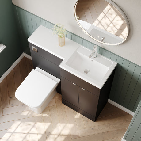 Hudson Reed Fusion 1000mm Gloss Grey Floor Standing 2 Door Vanity Basin & Toilet Right Hand Combination