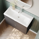 Hudson Reed Fusion 805mm Wall Hung 2 Drawer Vanity Unit & Ceramic Basin With Soft Close Drawers