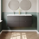 Hudson Reed Fusion 1200mm Gloss Grey 4 Drawer Wall Hung Vanity Unit With Twin Ceramic Basin