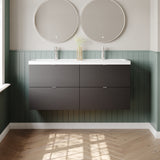 Hudson Reed Fusion 1200mm Gloss Grey Wall Hung 4 Drawer Vanity Unit with Double Polymarble Basin