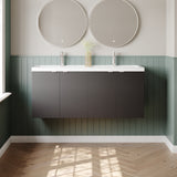 Hudson Reed Fusion 1200mm Gloss Grey Wall Hung 2 Door Vanity Unit & Twin Polymarble Basin