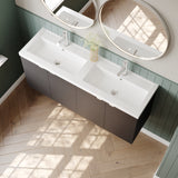 Hudson Reed Fusion 1200mm Gloss Grey Wall Hung 2 Door Vanity Unit & Twin Polymarble Basin