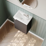 Hudson Reed Fusion 400mm Gloss Grey Wall Hung 1 Door Vanity Unit & Polymarble Basin