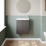 Hudson Reed Fusion Compact 500mm Gloss Grey Wall Hung 2 Door Vanity Unit & Basin