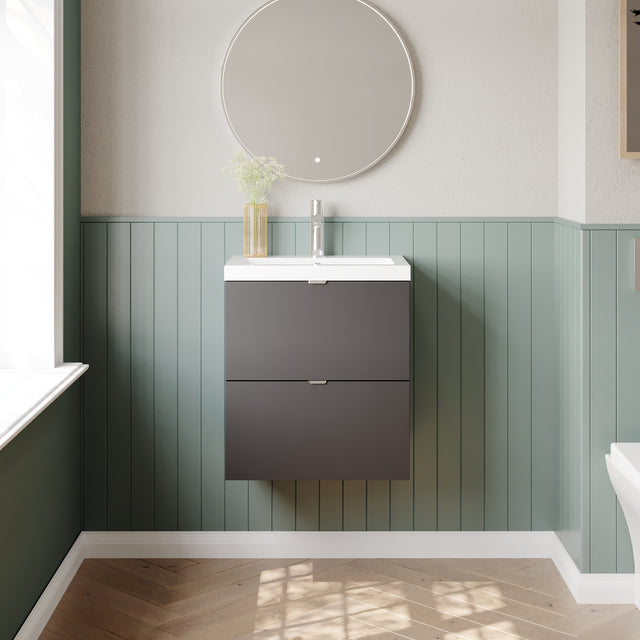 Hudson Reed Fusion 500mm Wall Hung 2 Drawer Vanity Unit & Basin With Soft Close Drawers