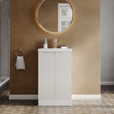 Hudson Reed Fluted 500mm Floor Standing 2-Door Vanity Unit Including Basin