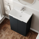 Hudson Reed Fluted 600mm Floor Standing 2-Door Vanity Unit Including Basin