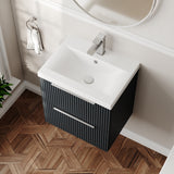 Hudson Reed Fluted 500mm Soft Black Wall Hung 2-Drawer Vanity Unit With Basin