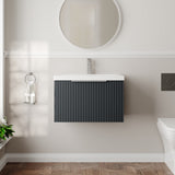 Hudson Reed Fluted 600mm Wall Hung Single Drawer Vanity Unit With Basin