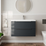 Hudson Reed Fluted 810mm Wall Hung 2-Drawer Vanity Unit With Basin