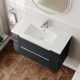 Hudson Reed Fluted 800mm Soft Black Wall Hung 2-Drawer Vanity Unit With Basin