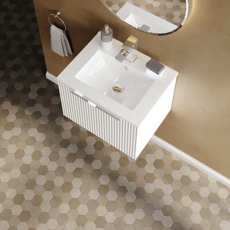 Hudson Reed Fluted 500mm Wall Hung Single Drawer Vanity Unit With Basin