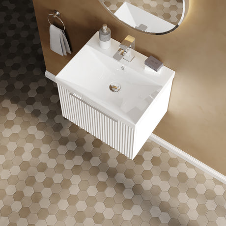 Hudson Reed Fluted 510mm Wall Hung Single Drawer Vanity Unit With Basin