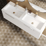 Hudson Reed Fluted 1200mm Wall Hung 2-Drawer Vanity Unit with Double Basin
