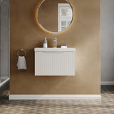 Hudson Reed Fluted 600mm Wall Hung Single Drawer Vanity Unit Including Basin