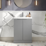 Hudson Reed Fluted 600mm Floor Standing 2-Door Vanity Unit With Basin