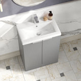 Hudson Reed Fluted 600mm Floor Standing 2-Door Vanity Unit With Basin