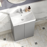 Hudson Reed Fluted 600mm Floor Standing 2-Door Vanity Unit With Basin
