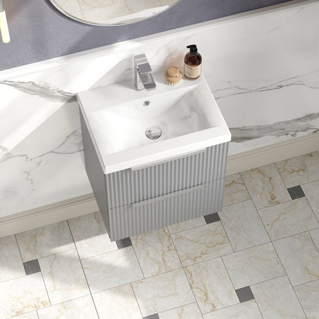 Hudson Reed Fluted 500mm Wall Hung 2-Drawer Vanity Unit Including Basin