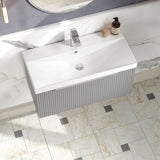 Hudson Reed Fluted 810mm Wall Hung Single Drawer Vanity Unit With Basin