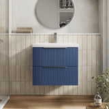 Hudson Reed Fluted 600mm Wall Hung 2-Drawer Vanity Unit Including Basin