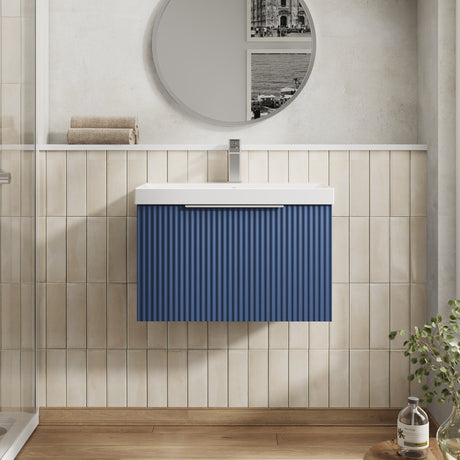 Hudson Reed Fluted 600mm Wall Hung Single Drawer Vanity and Thin-Edge Basin