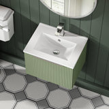 Hudson Reed Fluted 500mm Wall Hung Single Drawer Vanity Unit with Basin
