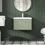Hudson Reed Fluted 600mm Wall Hung Single Drawer Vanity Unit with Basin