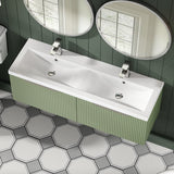 Hudson Reed Fluted 1200mm Wall Hung 2-Drawer Vanity and Double Basin