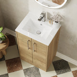 Hudson Reed Juno 500mm Floor Standing 2-Door Vanity Unit with 1 Tap Hole Basin
