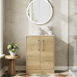 Hudson Reed Juno 600mm Autumn Oak Floor Standing 2-Door Vanity Unit With 1 Tap Hole Basin