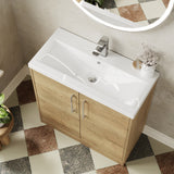 Hudson Reed Juno 800mm Autumn Oak Floor Standing 2-Door Vanity Unit & 1 Tap Hole Basin