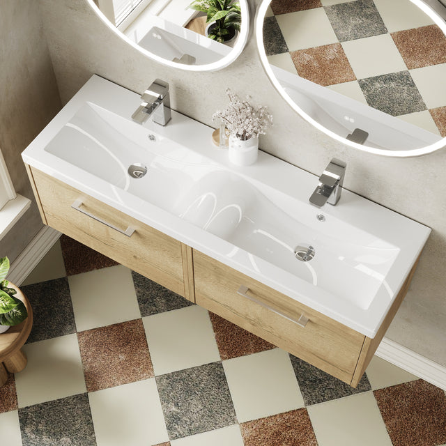 Hudson Reed Juno 1200mm Wall Hung 2-Drawer Vanity Unit with Double Basin