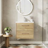Hudson Reed Juno 600mm Autumn Oak Wall Hung 2-Drawer Vanity Unit With 1 Tap Hole Basin