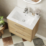 Hudson Reed Juno 600mm Autumn Oak Wall Hung 2-Drawer Vanity Unit with 1 Tap Hole Basin