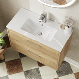 Hudson Reed Juno 800mm Autumn Oak Wall Hung 2-Drawer Vanity Unit with 1 Tap Hole Basin