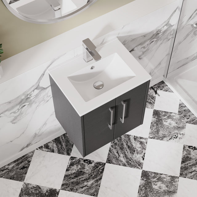 Hudson Reed Juno 500mm Wall Hung 2-Door Vanity Unit with 1 Tap Hole Basin