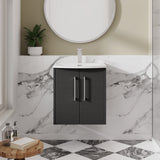 Hudson Reed Juno 500mm Graphite Grey Wall Hung 2-Door Vanity Unit with Curved Basin
